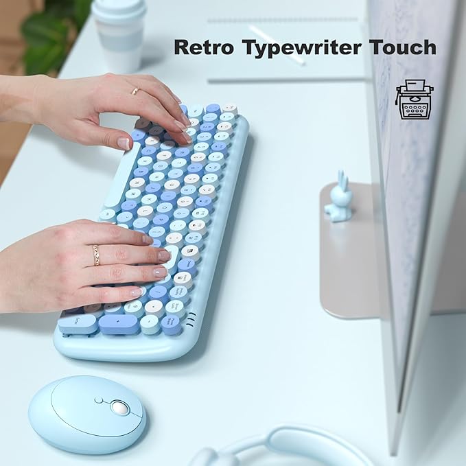 MOFii Wireless Keyboard and Mouse Combo, 2.4Ghz Colorful Keyboard with Multi-Media Function Keys and Number Pad Compared for PC Computer Windows (Blue Mixed)