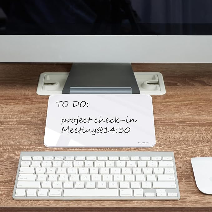 TSJ OFFICE Small Desktop Whiteboard - Glass Dry Erase Board 8 X 6 Inches Tabletop Easel Whiteboard with Stand, Desk Board Buddy for Artist, Teacher and Student