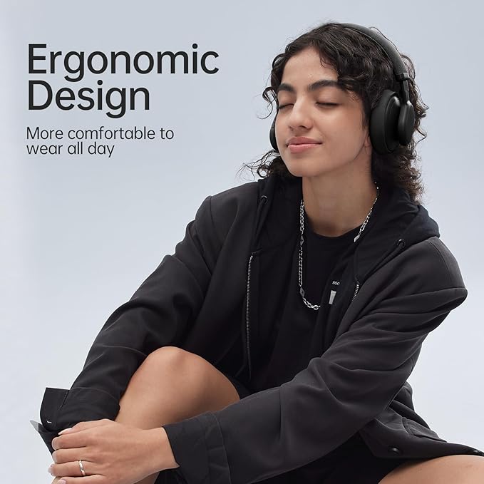 Active Noise Cancelling Headphones, Wireless Over Ear Bluetooth Headphones with Microphone, 40H Playtime, Comfortable Fit,Bluetooth 5.3,Black