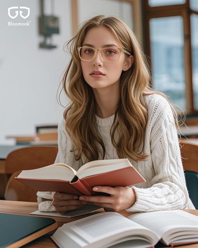 Bloomoak Rose Migraine Glasses, FL- Flex Light Sensitivity Relief Glasses for Fluorescent LED Glare,Photophobia, Eye Strain