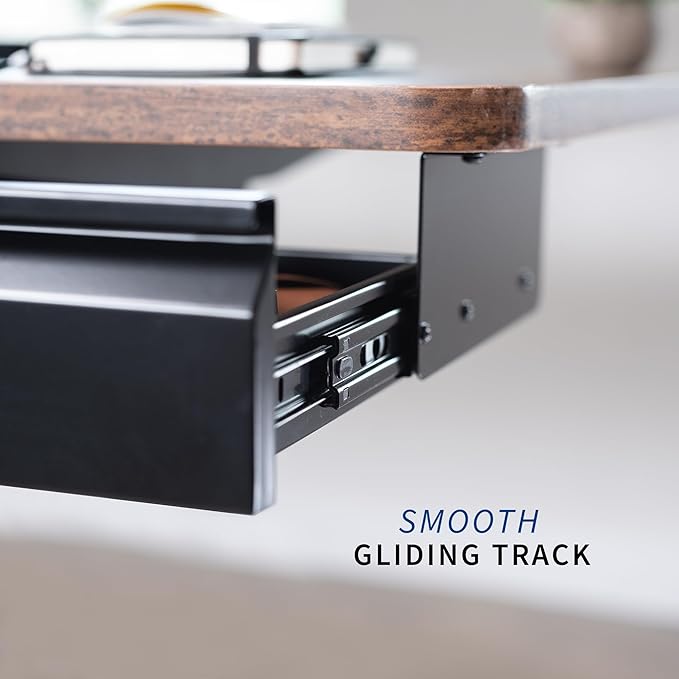 VIVO 16 inch Under Desk Slide Out Drawer with Power Strip for Charging, Storage Organizer, Black, DESK-DR16-BP