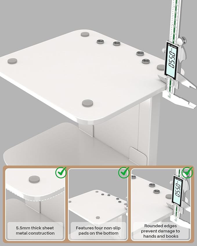 UMDONX Desktop Bookshelf Organizer Large Capacity Standing Desk Storage Rack for Books, Notebooks, Office Supplies & Decor – Easy to Assemble Space-Saving Book Organizer for Home & Office White