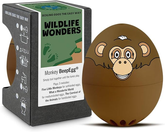 Monkey BeepEgg – Egg Timer for Boiling Eggs – Musical Egg Cooker for Soft, Medium, Hard Boiled Eggs – Food Safe – Singing Floating Egg Timer – Egg Cooker for 3 Levels of Doneness - Brainstream
