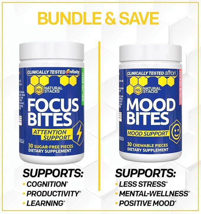 Saffron Supplement with Vitamin B3 - Mood Support Supplement - 14mg Saffron Extract & 62mg Vitamin B3 Niacin - Mood Bites for Stress Relief - Clinically Tested Affron - 30 Citrus Peach Chewables
