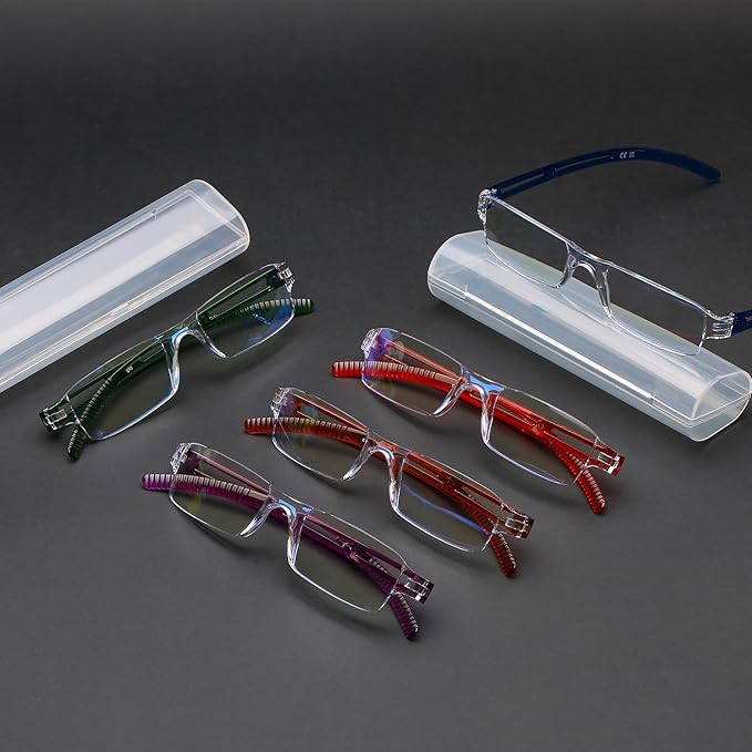 AQWANO 5 Pack Rimless Computer Reading Glasses 1.0 Blue Light Blocking, Fashion Frameless Readers for Women Men Lightweight & Comfortable Anti Glare/UV/Eyestrain, 1.0