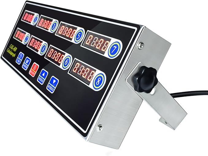 Commercial 8 Channel Kitchen Timer Digital Restaurant Timers Professional Loud Alarm Cooking Reminder for Food Truck Fryer Bakery Pizza Coffee Heavy Duty