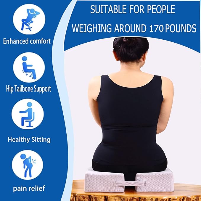 Extra Thick Office Chair seat Cushion, Back and Hip Pads, Non-Slip seat Cushion for Long Hours in wheelchairs/Cars and Dining Chairs.