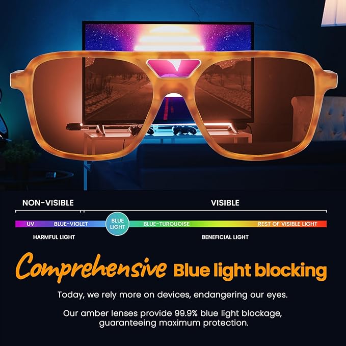 SODQW Gaming Blue Light Blocking Glasses for Men Women Reduce Eyestrain Orange Aviator Eyeglasses for Computer TV
