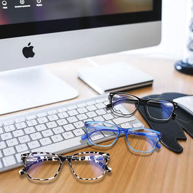 6 Pack Blue Light Blocking Reading Glasses for Women Adjustable Spring Hinge Lightweight Frame Computer Readers