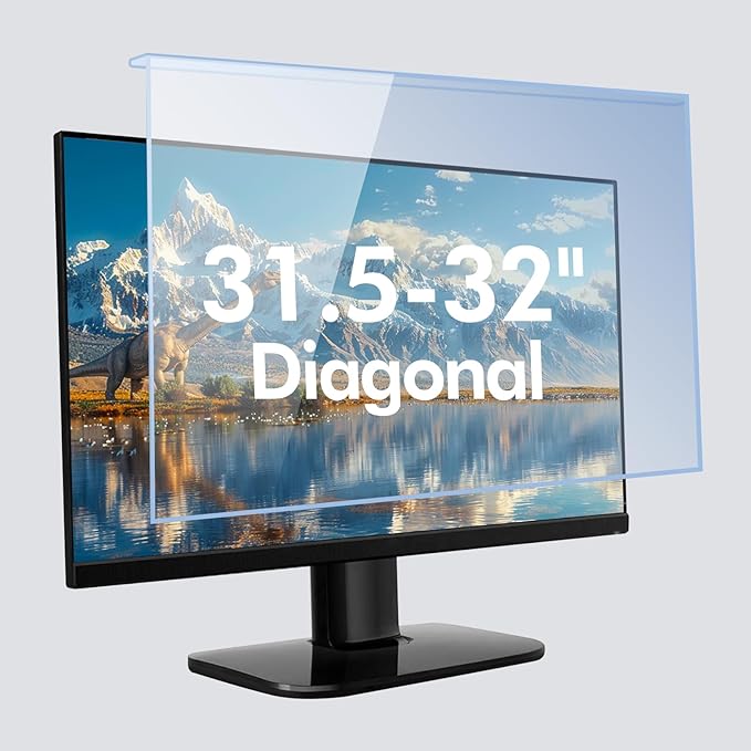 31.5-32 Inch Blue Light Filter for Computer Monitor, TV Computer Screen Blue Light Blocker Panel (28.5''x17.1''), Eye Protection Anti-Scratch HD Not Anti-Glare