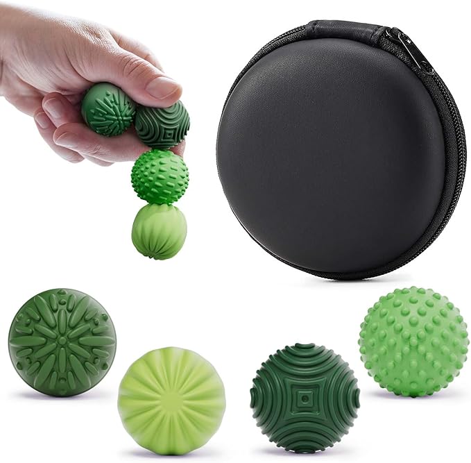Silicone Magnetic Balls Fidget Toys for Adults & Teens,4PCS Stress Relief Sensory Toys for Autism ADHD Anxiety,Fun Textures Gadgets,Office Desk Toy,Stocking Stuffers for Women Men Teen Gift