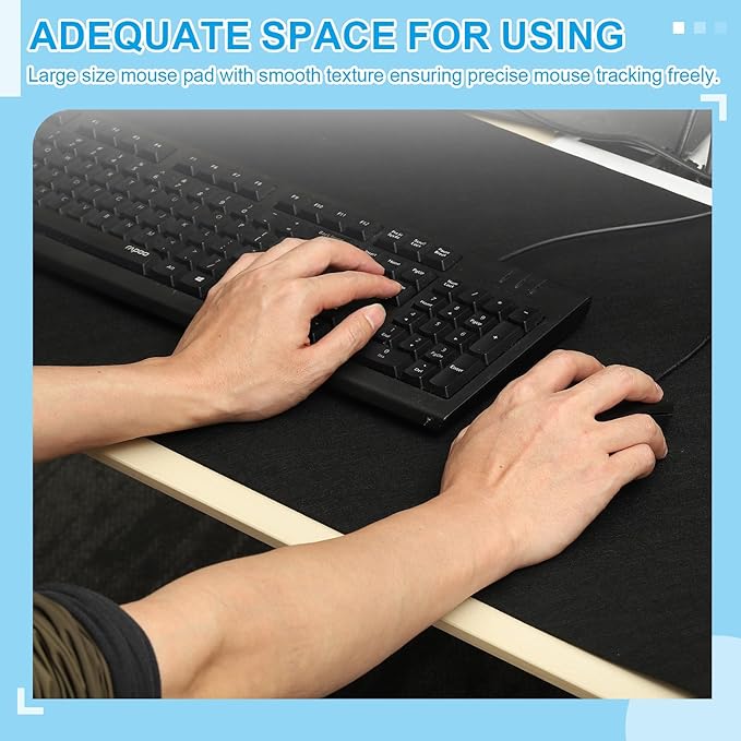 PATIKIL 47.2" x 23.6" Large Felt Desk Pad Protector, Upgrade Non-Slip Desk Mat Full Table Mouse Pad Keyboard Mats for Laptop Computer Writing Desk Table Gaming Home, Dark Gray