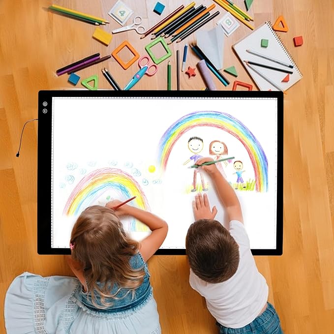 YINGWOND A1 Large Rechargeable Light Pad,Diamond Art Light Board with 3 Color Modes,6 Levels and Stepless Dimming,Battery Powered Light Box for Tracing,Diamond Painting,Drawing,Sketching