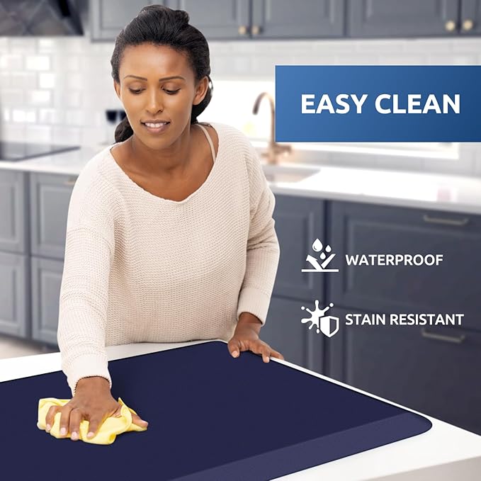 KitchenClouds Kitchen Mat Cushioned Anti Fatigue Rug 24"x70" Waterproof, Non Slip, Standing and Comfort Desk/Floor Mats for House Sink Office (Blue)