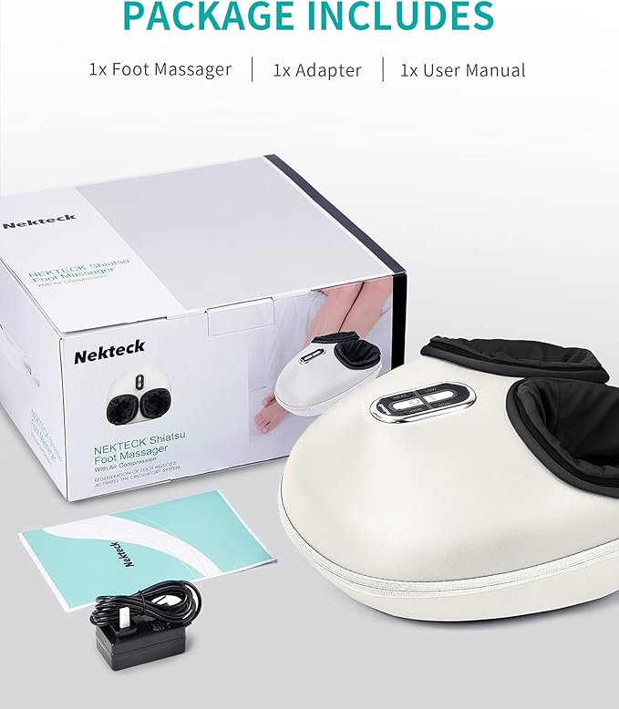 Nekteck Shiatsu Foot Massager Machine with Soothing Heat, FSA Eligible Air Compression Deep Kneading Therapy, HSA Massage Tools Improve Blood Circulation Foot Wellness, Relax for Home or Office Use