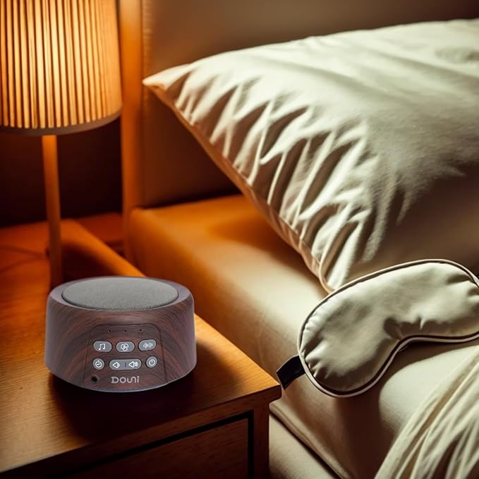 White Noise Machine - Sleep Sound Machine with Soothing Sounds Timer & Memory Function for Sleeping & Relaxation, Sleep Therapy for Kid, Adult, Nursery, Home, Office, Travel. Brown Wood Grain