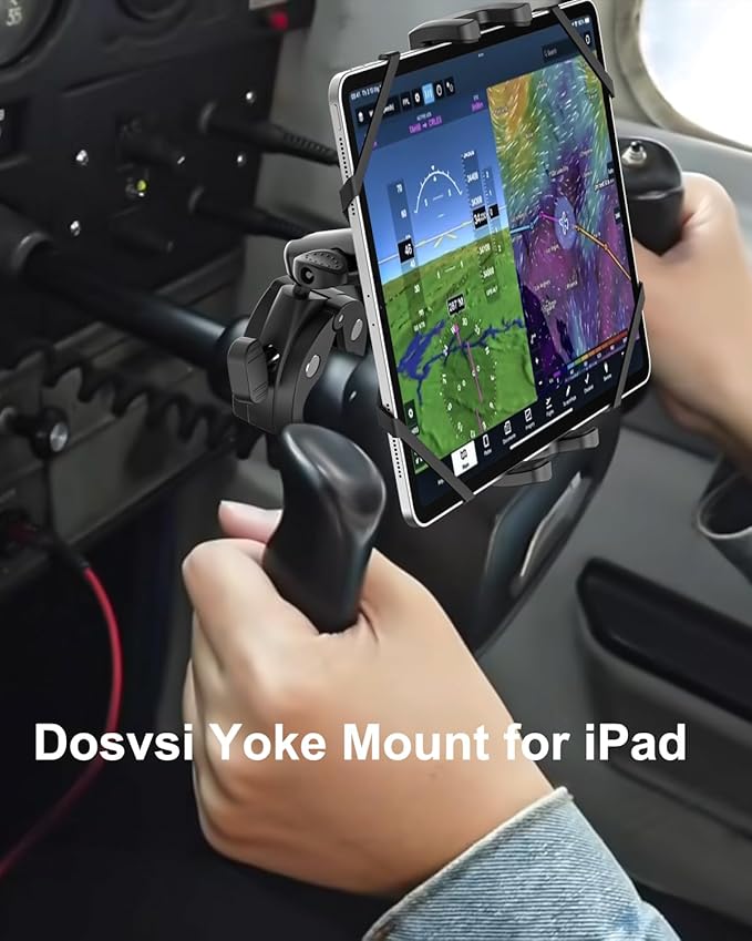 Tablet Yoke Mount, iPad Yoke Clamp Mount for Aircraft, 360° Adjustable Metal Arm Aviation Trainer Tablet Holder for iPad Pro 13 12.9 11, iPad Air Mini, Galaxy tab, iPhone, 4-13" Device