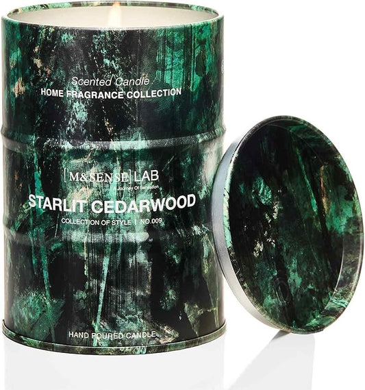 M&SENSE Star lit Cedarwood Scented Candles Natural Non Toxic, Aromatherapy Candle for Stress Relief Meditation Relaxing, Housewarming Gifts for Women Men, 11.3oz 70 Hour Long Burning