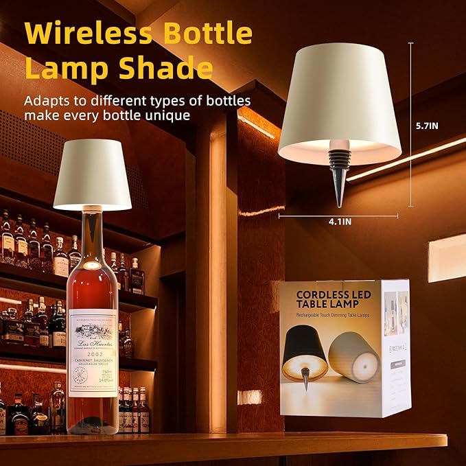 realmoon Wine Bottle Light Wireless Wine Bottle Light - Stylish 3 Color Dimmable LED Wine Bottle Light - Perfect for Dining Room, Bedroom and Bar Atmosphere(Milky Coffee)