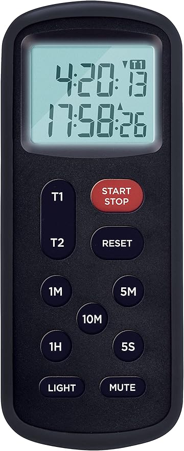 Lavatools KT8 Digital Kitchen Dual Timer & Stopwatch, Backlight, Ultra Loud Alarm, Mute Function, Quick-Set Buttons, Hang Hole, Magnetic for Cooking and Classroom with Lanyard