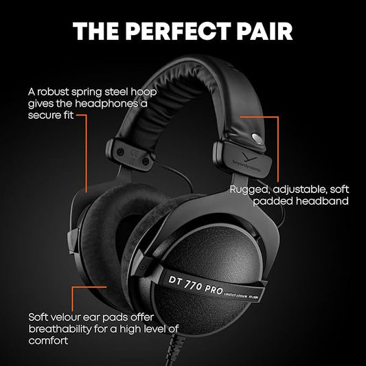 beyerdynamic DT 770 Pro 80 ohm Limited Edition Professional Studio Headphones, Black