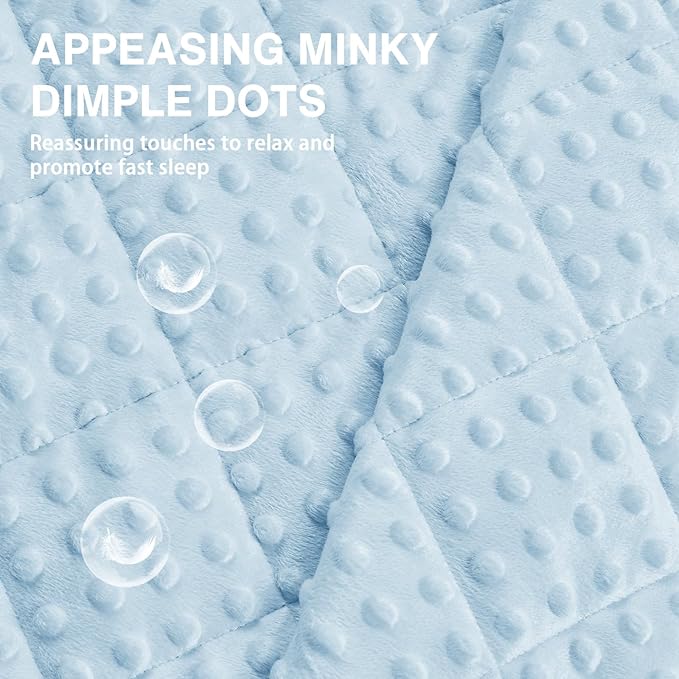 yescool Weighted Blanket 7 lb Light Blue Cooling Weighted Throw Blanket Minky Plush Heavy Blankets Microfiber Small Blankets Fleece Warm Weighted Comforter, 40 * 60in