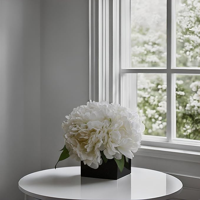 LADADA Daisy Flower with Vase Fake Artificial Daisy Bouquet Fake Plant Bonsai, Used for Home Office Wedding Decoration, Table Decoration, Window Sill Decoration (White)