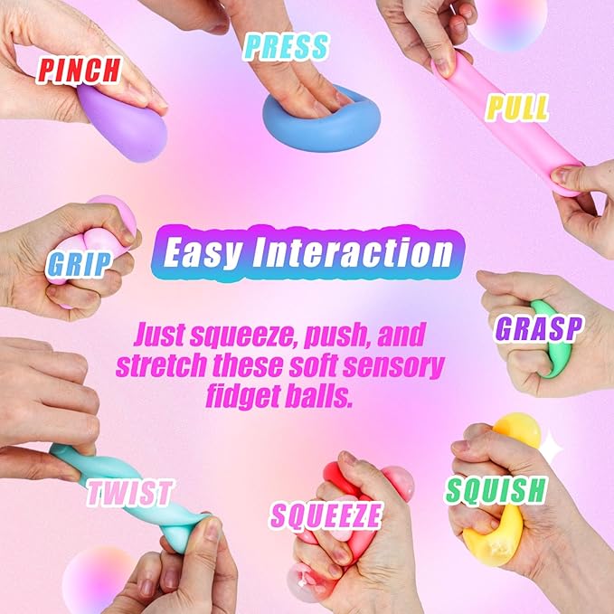 LovesTown 20 PCS Stress Balls Bulk, Slow Rising Sensory Fidget Toys Squeeze Balls Stress Relief Toys for Colleague Party Goodie Bag Stuffer Classroom Prize