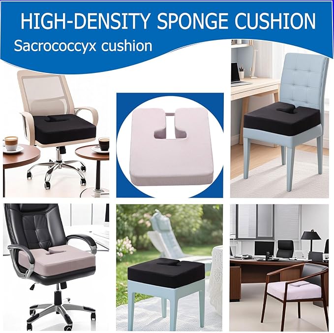 Extra Thick Office Chair seat Cushion, Back and Hip Pads, Non-Slip seat Cushion for Long Hours in wheelchairs/Cars and Dining Chairs.