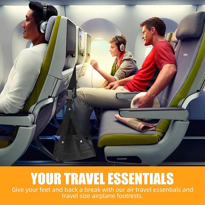 2 Pack Airplane Foot Hammock Travel Footrest - Long Flight Must Haves - Foot Rest for Air Travel,Essentials for Travel & Home (Blue)
