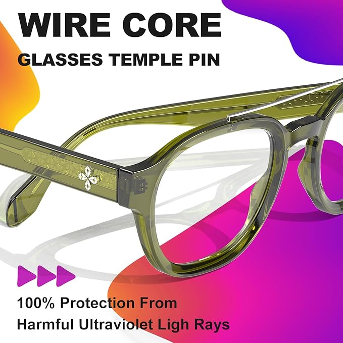 VISOONE Retro Round Anti Eyestrain Metal Medium Eyewear Blue Light Blocking Glasses for Computer Gaming Women Man SANFORD