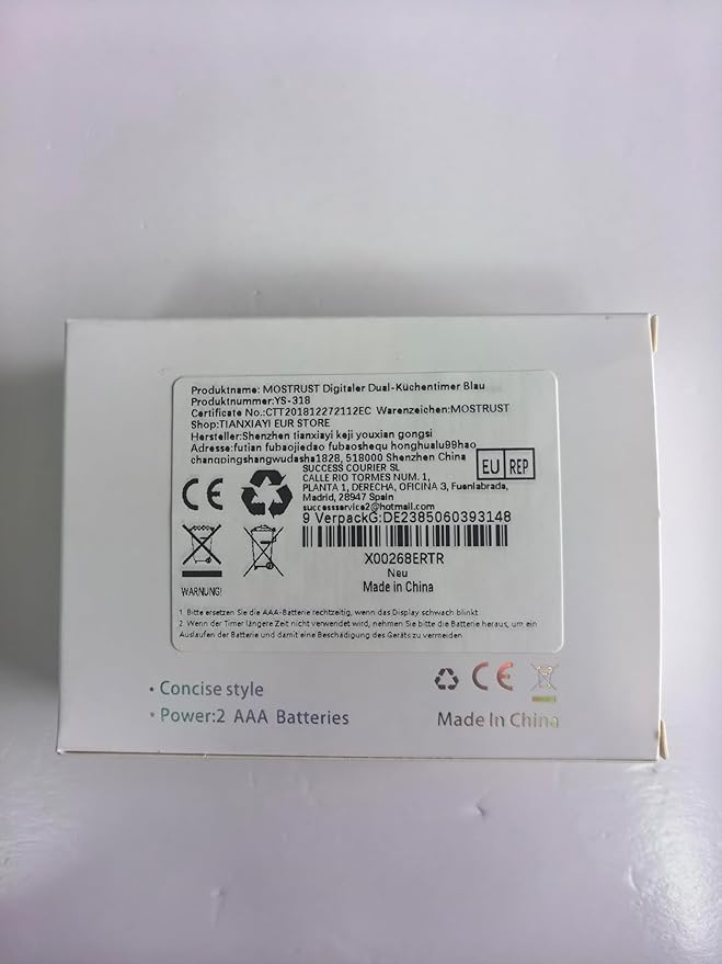 Digital Dual Kitchen Timer, 3 Channels Countdown Triple Timer for Cooking, Magnetic Memory-Preset Large-Display Adjustable Alarm Volume, Multi Times Management, 3A Battery Included, Blue