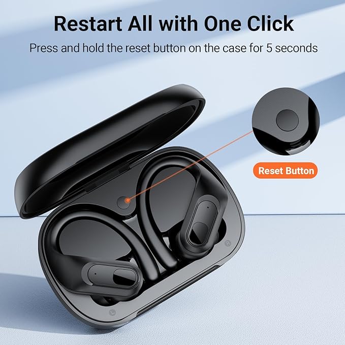 occiam Wireless Earbuds Bluetooth Headphones Ear Buds 96Hrs Playback Sport Over-Ear Waterproof Wireless Headphones Earphones with Earhooks ENC Mics Clear Call for Sport Running Workout Black