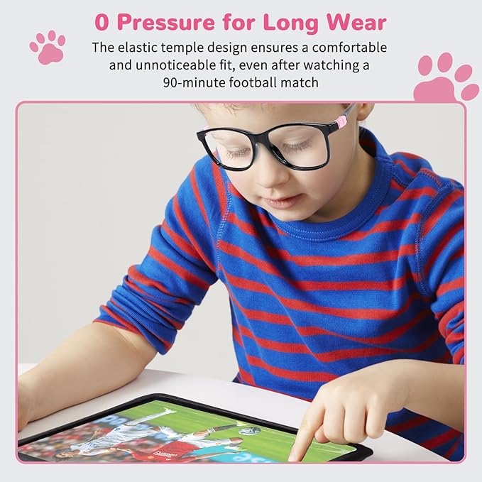 BiBiBear Toddler/Kids/Teens Glasses - Unbreakable TR90 Frame, 180° Flexible, Lightweight & Safe Glasses for Kids Age 2-15