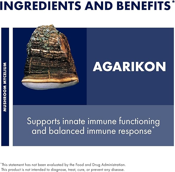 Host Defense Agarikon Capsules - Immune System Support Supplement - Mushroom Supplement to Aid Immune Functions & Cell Strength - Herbal Dietary Supplement - 120 Capsules (120 Servings)*