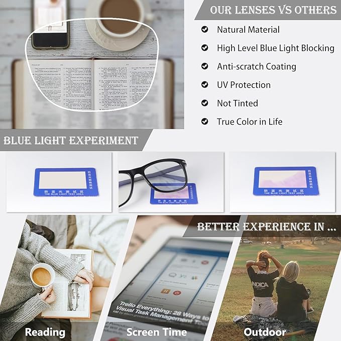 YIMI Photochromic Blue Light Blocking Glasses UV400 Sunglasses Spring Hinge Anti Eyestrain Computer Gaming Blue Light Screen Blocker Glasses Clear Lens Anti Glare Eye Protection Eyewear for Men Women