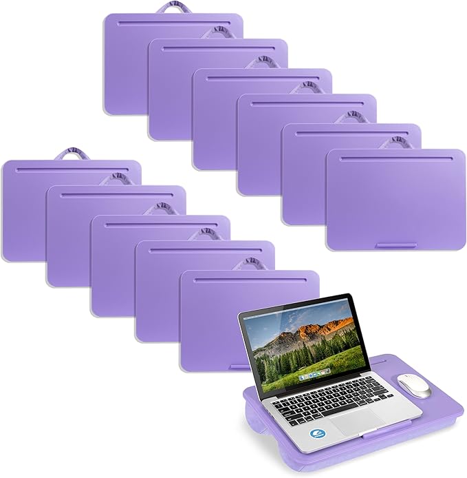 LAPGEAR Original Lap Desk – Large (17.9” x 13”) | Fits Up to 17.3” Laptops | Cushioned with Device Ledge, Pencil Tray & Handle | Portable & Lightweight | 12-Pack | Purple Amethyst – Style No. 45002