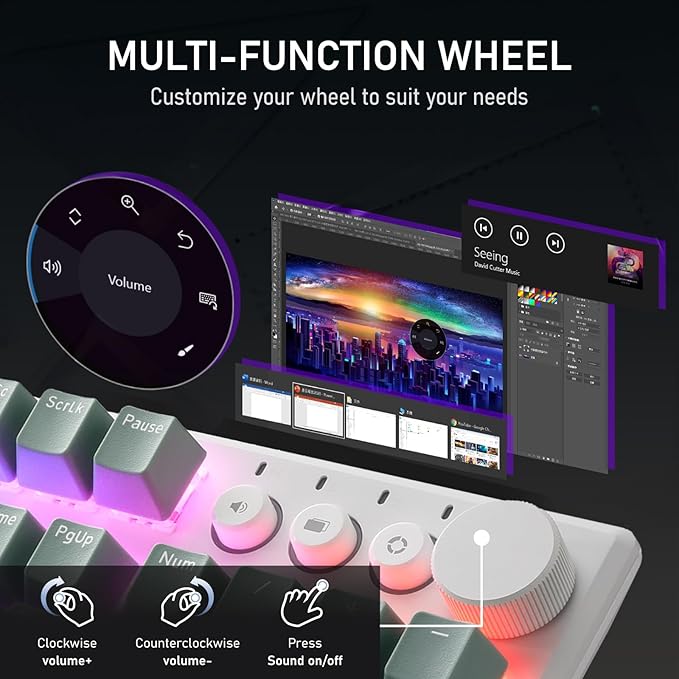 iRocks K74R Wireless RGB Illuminated Mechanical Gaming Keyboard, Hot-Swappable Switches, Easy-to-Clean Floating Design, PBT 107 Keys NKRO, Detachable USB-C Cable - Island Blue (Blue Switches)