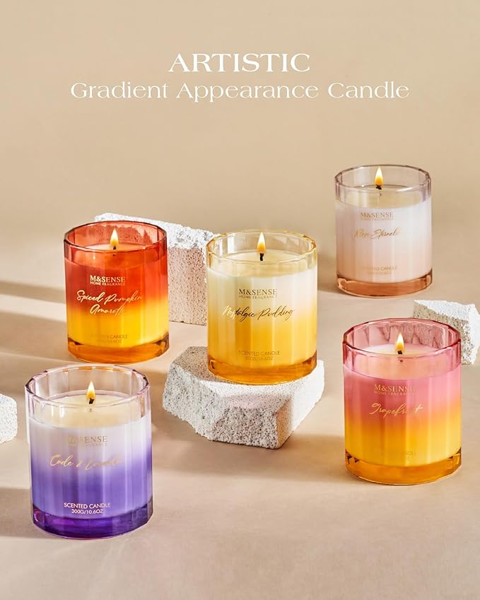 M&SENSE Cade Lavender Scented Aromatherapy Candle for Stress Relief, 10.6oz 60 Hour Burn Time Natural Soy Candles for Home Long Lasting Highly Scented Luxury Gifts