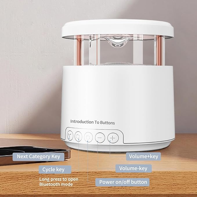 Sleep Sound Machine Night Light with Bluetooth Speaker, 24 Natural Sounds, Warm Indirect Lighting, Rechargeable 1200mAh, Timer Function, Ideal for Bedroom, Baby, and Relaxation