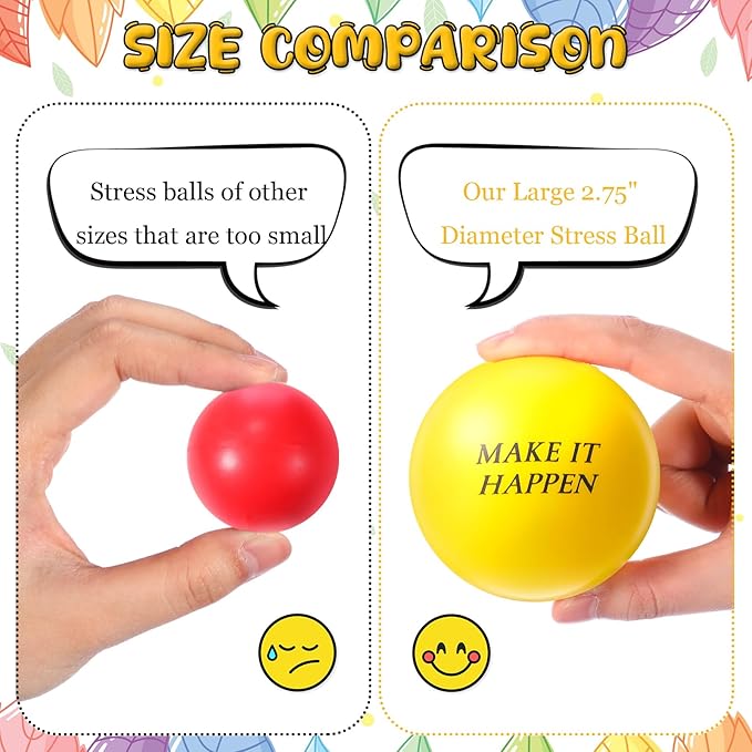 Sotiff 30 Pcs Motivational Stress Ball Bulk 2.75 Inch Colorful Foam Inspirational Relief Quotes Stress Balls Employee Appreciation Gift Large Relief Anxiety Toys for Adult Coworker(Classical)