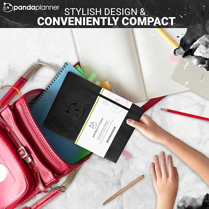 Panda Planner Pro 2025-2026 – 6 Month Large 8.5x11 Undated Academic & Productivity Planner – Weekly, Monthly & Daily Agenda, Calendar Organizer, Work Planner, and Personal Development Tool – Large, Black