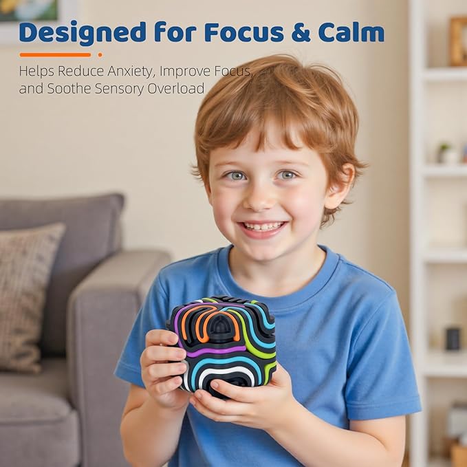 3D Sensory Activity Board for Kids – Silicone Fidget Toy Cube | Sensory Toys for Toddlers, Autism, ADHD, Anxiety | STEM Travel Toy for Boys and Girls Ages 3+