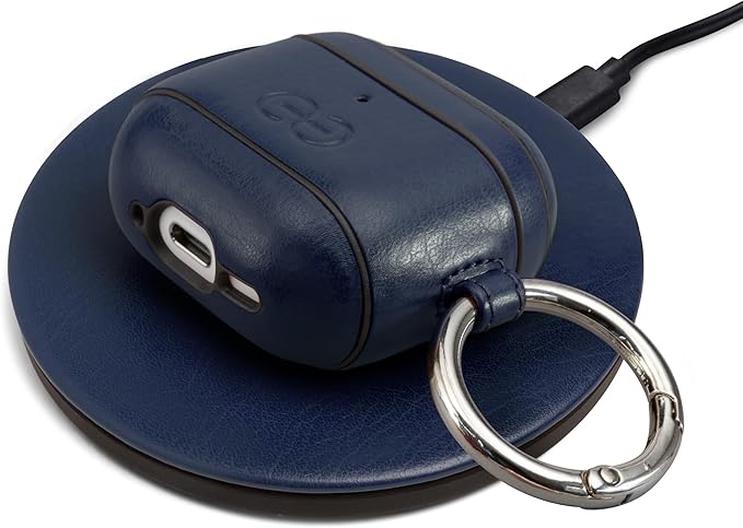 Dreem Om Case Cover with Keychain Clip Compatible with AirPods 4 for Apple AirPods 4th Generation, Vegan Leather AirPod Case for Men & Women, Luxury Earbuds Accessory for iPhone - Royal
