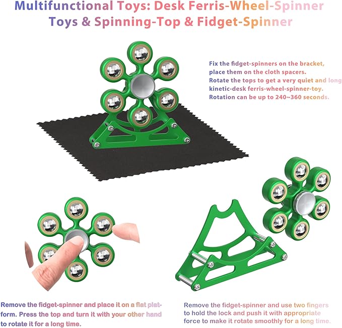 Desk Toys for Fidget Ferris-Wheel Spinner: 4mins Metal Cool-Gadgets Kinetic-Toy, Cool-Stuff for Kid Children Teen Adult EDC-Toy, ADHD Tools Stress Relief for Office Home School Men Woman Christmas