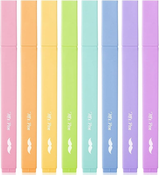 Mr. Pen- Aesthetic Highlighters, 8 Pcs, Chisel Tip, Pastel Candy Colors, Cute Assorted Colors, Bible Highlighters and Pens No Bleed for Bible Pages