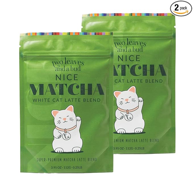 Two Leaves and a Bud Nice Matcha Latte Blend, Japanese Matcha Green Tea Powder, 2 Resealable Bags, 224g