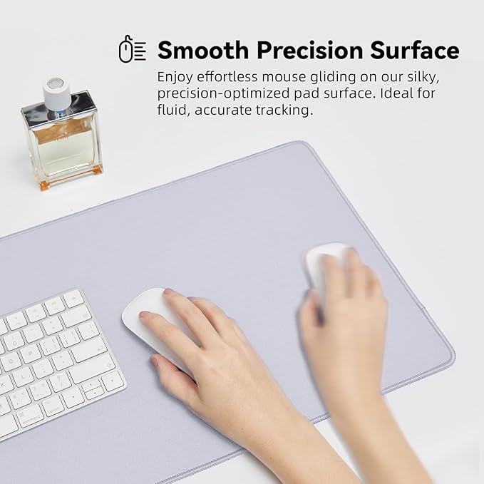 Waterproof Large Gaming Mouse Pad with Durable Stitched Edges, Non-Slip Rubber Base, Grainy Jacquard Mouse Mat Desk Pad for Home Office Gaming, 15.74"x35.43"x0.12", Light Gray