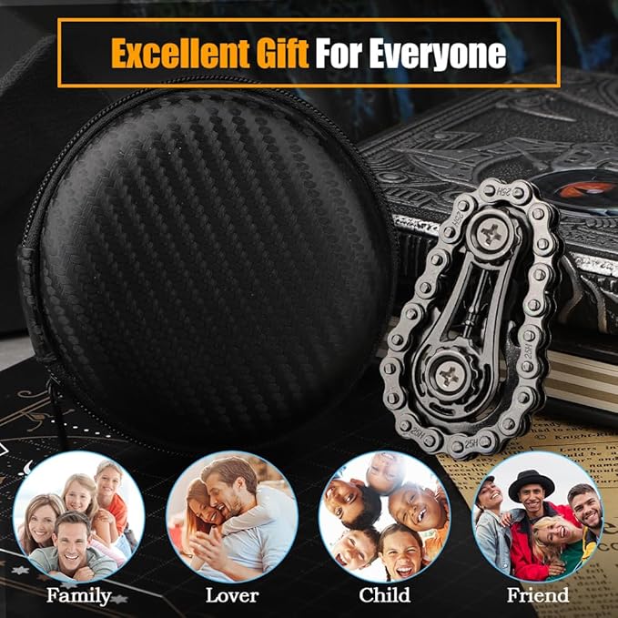 Cool Sprockets Fidget Chain, Hand Roller Toys for Kids Adults, Metal Transformable Sensory Bike Chain Gears, EDC Novelty Stress Relief Desk Office Easter Birthday Gift for Boys Girls Boyfriend Men