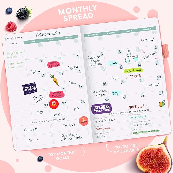 Clever Fox Wellness Planner - Weekly & Daily Health and Wellness Log, Food Journal & Meal Planner Diary for Calorie Counting, Notebook for Medical Condition Tracking, A5-Sized - Light Pink